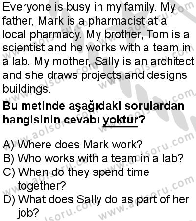 İngilizce 1 Dersi 2025-2026 yılı 2. Dönem sınavı 10. Soru