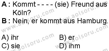 Almanca 1 Dersi 2025-2026 yılı 2. Dönem sınavı 1. Soru