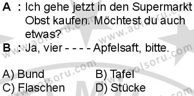 Almanca 1 Dersi 2025-2026 yılı 2. Dönem sınavı 2. Soru