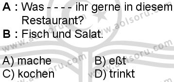 Almanca 1 Dersi 2025-2026 yılı 2. Dönem sınavı 4. Soru