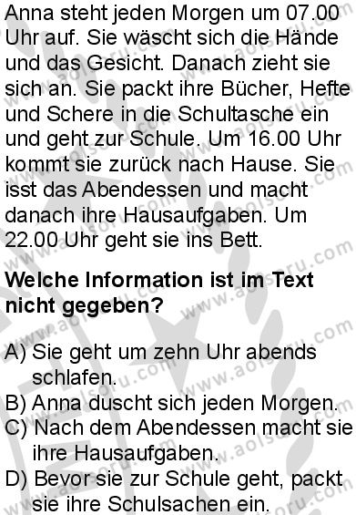 Almanca 1 Dersi 2025-2026 yılı 2. Dönem sınavı 8. Soru