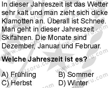 Almanca 1 Dersi 2025-2026 yılı 2. Dönem sınavı 9. Soru