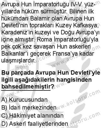 Seçmeli Ortak Türk Tarihi 1 Dersi 2025-2026 yılı 2. Dönem sınavı 3. Soru