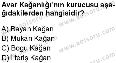 Seçmeli Ortak Türk Tarihi 1 Dersi 2025-2026 yılı 2. Dönem sınavı 5. Soru