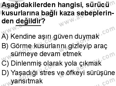 Sağlık Bilgisi ve Trafik Kültürü 2 Dersi 2025-2026 yılı 2. Dönem sınavı 9. Soru