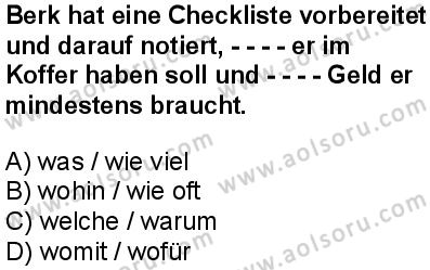 Almanca 5 Dersi 2025-2026 yılı 2. Dönem sınavı 1. Soru