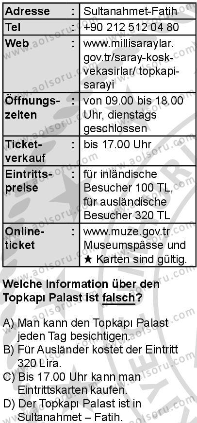 Almanca 5 Dersi 2025-2026 yılı 2. Dönem sınavı 7. Soru