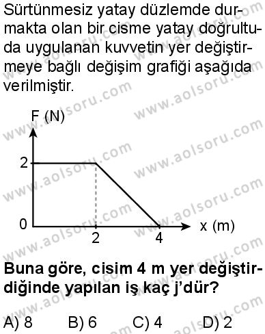 Seçmeli Fizik 1 Dersi 2025-2026 yılı 2. Dönem sınavı 6. Soru