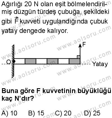 Seçmeli Fizik 1 Dersi 2025-2026 yılı 2. Dönem sınavı 9. Soru