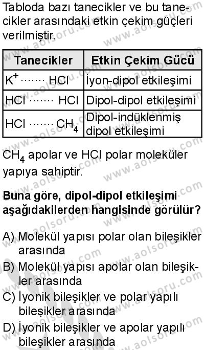 Kimya 2 Dersi 2025-2026 yılı 2. Dönem sınavı 3. Soru