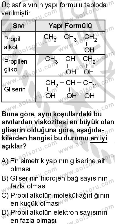 Kimya 2 Dersi 2025-2026 yılı 2. Dönem sınavı 7. Soru