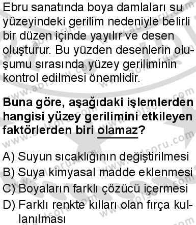 Kimya 2 Dersi 2025-2026 yılı 2. Dönem sınavı 9. Soru