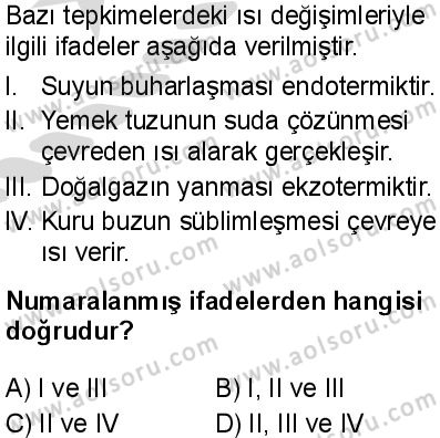 Seçmeli Kimya 2 Dersi 2025-2026 yılı 2. Dönem sınavı 1. Soru