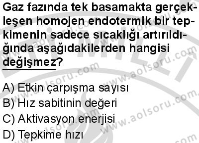 Seçmeli Kimya 2 Dersi 2025-2026 yılı 2. Dönem sınavı 6. Soru