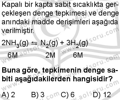 Seçmeli Kimya 2 Dersi 2025-2026 yılı 2. Dönem sınavı 7. Soru