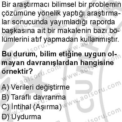 Biyoloji 1 Dersi 2025-2026 yılı 2. Dönem sınavı 3. Soru