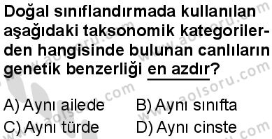 Biyoloji 1 Dersi 2025-2026 yılı 2. Dönem sınavı 9. Soru