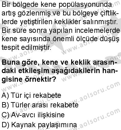 Seçmeli Biyoloji 2 Dersi 2025-2026 yılı 2. Dönem sınavı 9. Soru