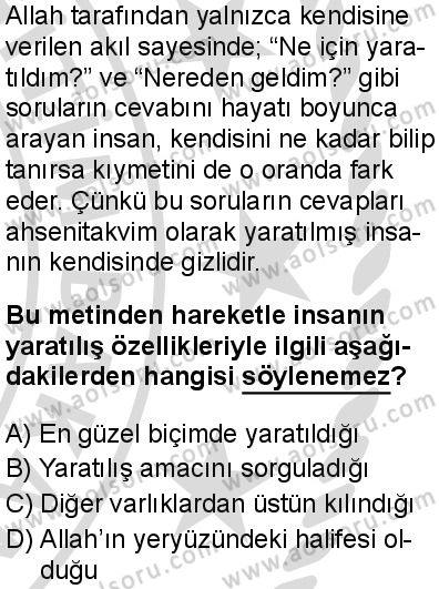 Temel Dini Bilgiler 1 Dersi 2025-2026 yılı 2. Dönem sınavı 1. Soru