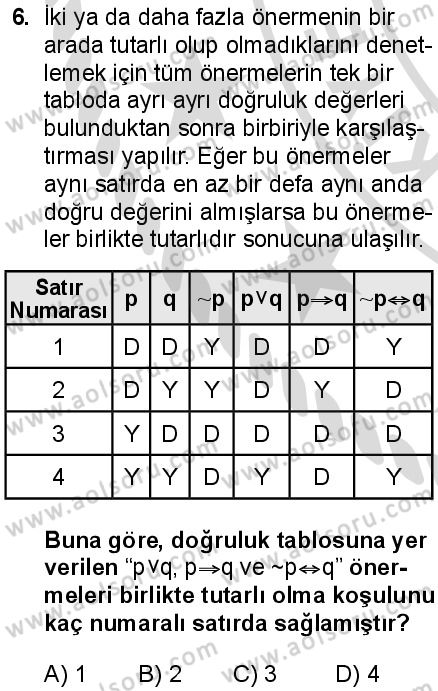 Seçmeli Mantık 2 Dersi 2025-2026 yılı 2. Dönem sınavı 6. Soru