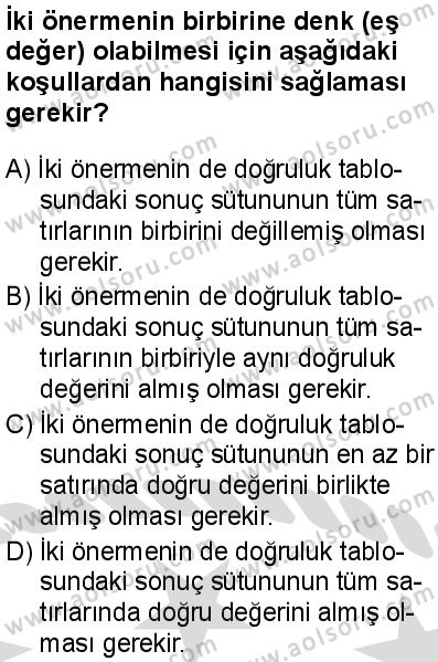 Seçmeli Mantık 2 Dersi 2025-2026 yılı 2. Dönem sınavı 7. Soru