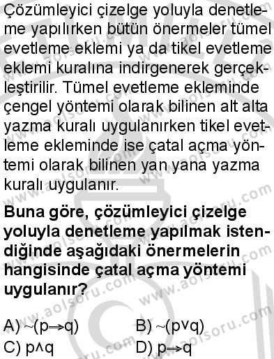 Seçmeli Mantık 2 Dersi 2025-2026 yılı 2. Dönem sınavı 8. Soru