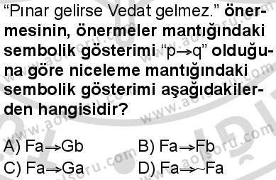 Seçmeli Mantık 2 Dersi 2025-2026 yılı 2. Dönem sınavı 9. Soru