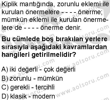 Seçmeli Mantık 2 Dersi 2025-2026 yılı 2. Dönem sınavı 10. Soru