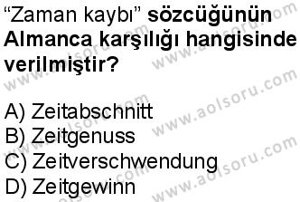 Almanca 8 Dersi 2025-2026 yılı 2. Dönem sınavı 10. Soru
