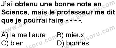 Fransızca 8 Dersi 2025-2026 yılı 2. Dönem sınavı 6. Soru