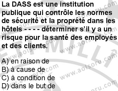 Fransızca 8 Dersi 2025-2026 yılı 2. Dönem sınavı 7. Soru