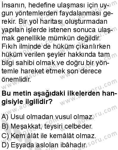 Fıkıh 1 Dersi 2025-2026 yılı 2. Dönem sınavı 1. Soru