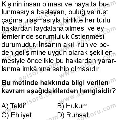 Fıkıh 1 Dersi 2025-2026 yılı 2. Dönem sınavı 5. Soru