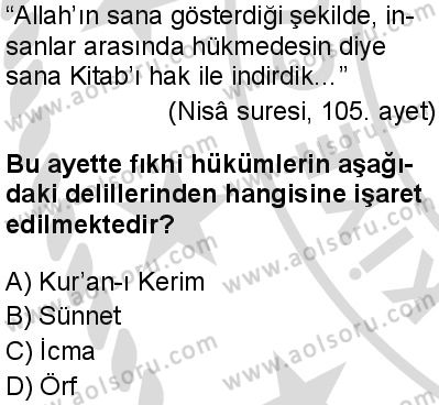 Fıkıh 1 Dersi 2025-2026 yılı 2. Dönem sınavı 7. Soru