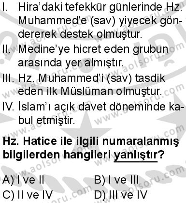 Seçmeli Peygamberimizin Hayatı 2 Dersi 2025-2026 yılı 2. Dönem sınavı 1. Soru