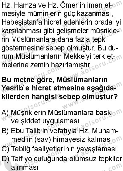 Seçmeli Peygamberimizin Hayatı 2 Dersi 2025-2026 yılı 2. Dönem sınavı 2. Soru