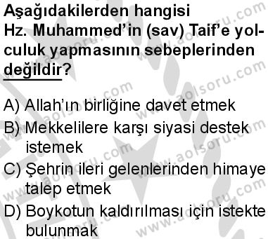 Seçmeli Peygamberimizin Hayatı 2 Dersi 2025-2026 yılı 2. Dönem sınavı 3. Soru