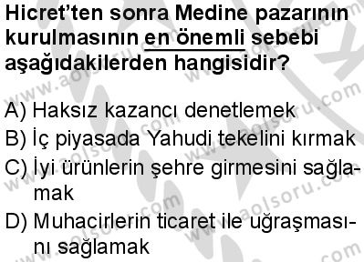 Seçmeli Peygamberimizin Hayatı 2 Dersi 2025-2026 yılı 2. Dönem sınavı 9. Soru