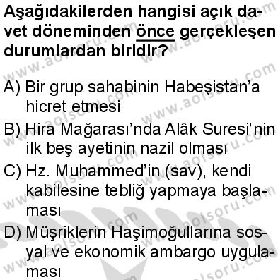 Seçmeli Peygamberimizin Hayatı 5 Dersi 2025-2026 yılı 2. Dönem sınavı 1. Soru