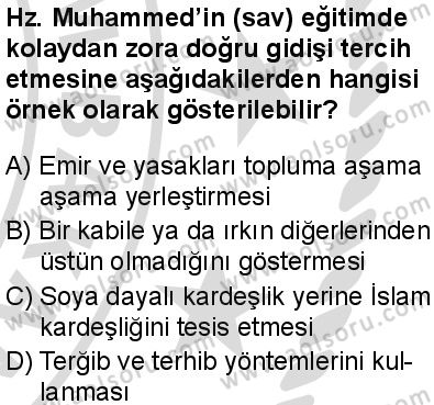 Seçmeli Peygamberimizin Hayatı 5 Dersi 2025-2026 yılı 2. Dönem sınavı 6. Soru