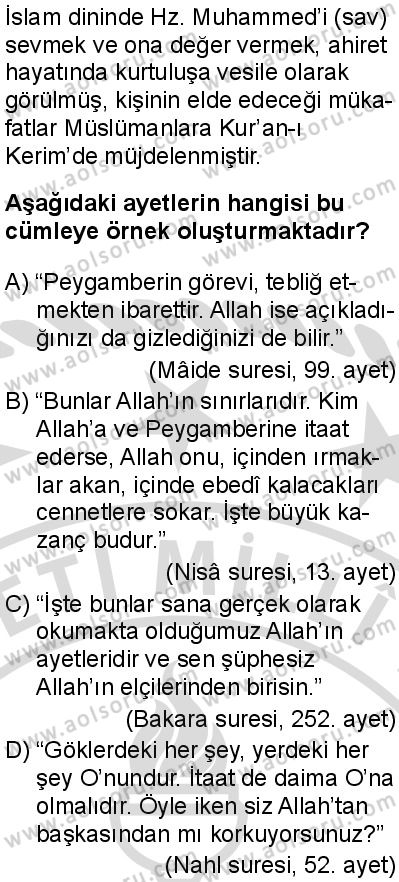 Seçmeli Peygamberimizin Hayatı 7 Dersi 2025-2026 yılı 2. Dönem sınavı 1. Soru