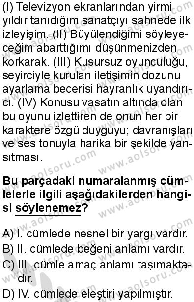 Türk Dili ve Edebiyatı 4 Dersi 2025-2026 yılı 2. Dönem sınavı 2. Soru