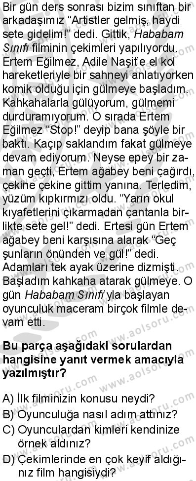 Türk Dili ve Edebiyatı 4 Dersi 2025-2026 yılı 2. Dönem sınavı 3. Soru