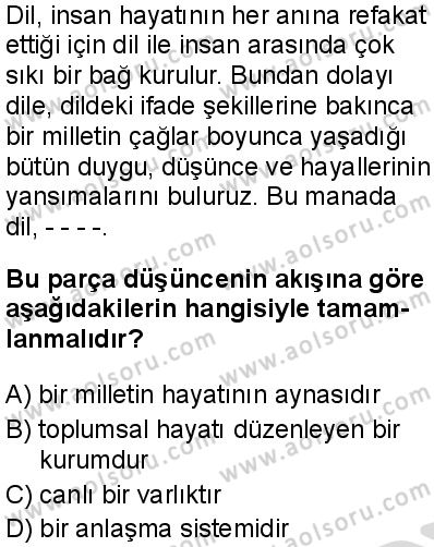 Türk Dili ve Edebiyatı 4 Dersi 2025-2026 yılı 2. Dönem sınavı 4. Soru