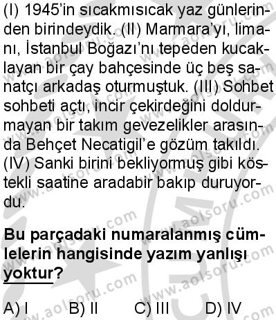Türk Dili ve Edebiyatı 4 Dersi 2025-2026 yılı 2. Dönem sınavı 5. Soru