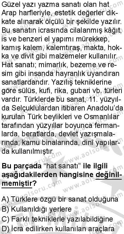 Türk Dili ve Edebiyatı 7 Dersi 2025-2026 yılı 2. Dönem sınavı 4. Soru