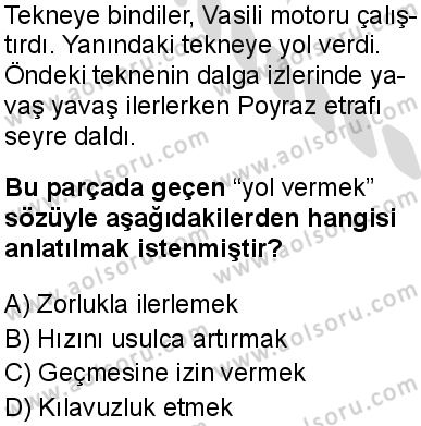 Türk Dili ve Edebiyatı 8 Dersi 2025-2026 yılı 2. Dönem sınavı 1. Soru