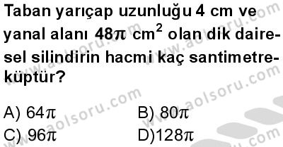 Seçmeli Matematik 2 Dersi 2025-2026 yılı 2. Dönem sınavı 7. Soru