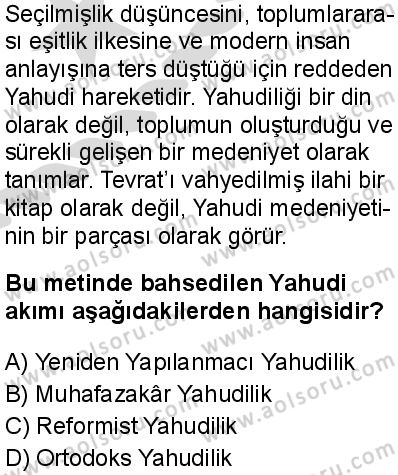 Dinler Tarihi 1 Dersi 2025-2026 yılı 2. Dönem sınavı 8. Soru