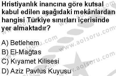 Dinler Tarihi 1 Dersi 2025-2026 yılı 2. Dönem sınavı 10. Soru
